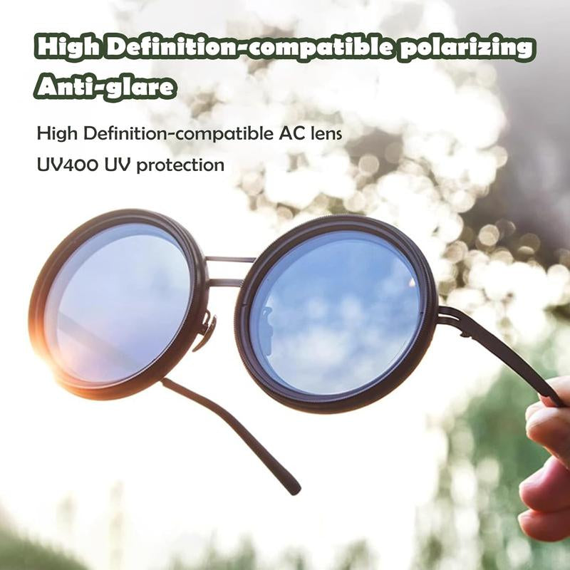 Adjustable Tint Polarized round Sunglasses with ND9 Stepless Dimming, 1-9 Gear Sun Protection Eyewear for Men - Eyewear with Adjustable Lens
