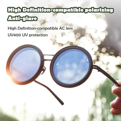 Adjustable Tint Polarized round Sunglasses with ND9 Stepless Dimming, 1-9 Gear Sun Protection Eyewear for Men - Eyewear with Adjustable Lens