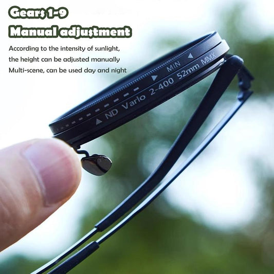 Adjustable Tint Polarized round Sunglasses with ND9 Stepless Dimming, 1-9 Gear Sun Protection Eyewear for Men - Eyewear with Adjustable Lens